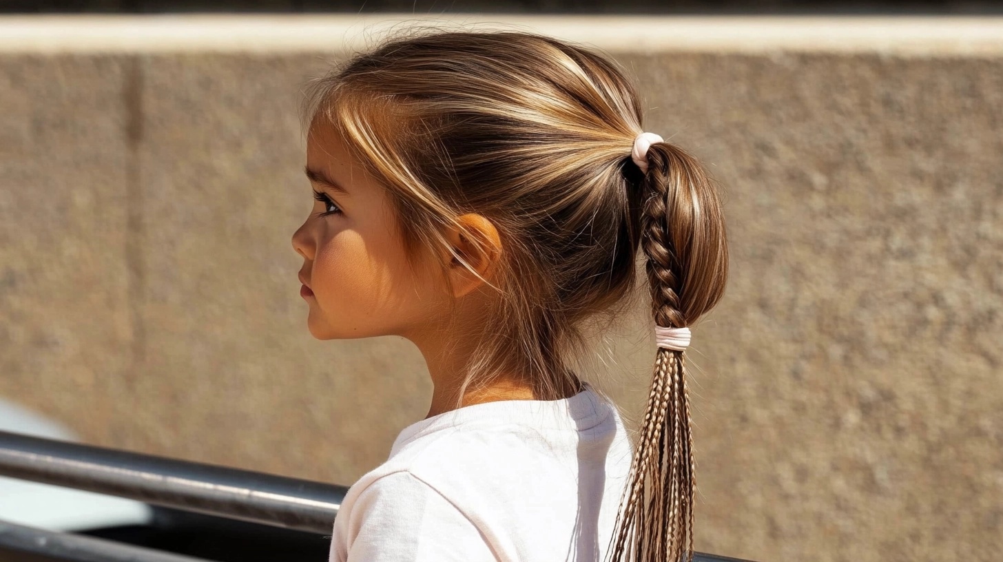 Child with a braided ponytail