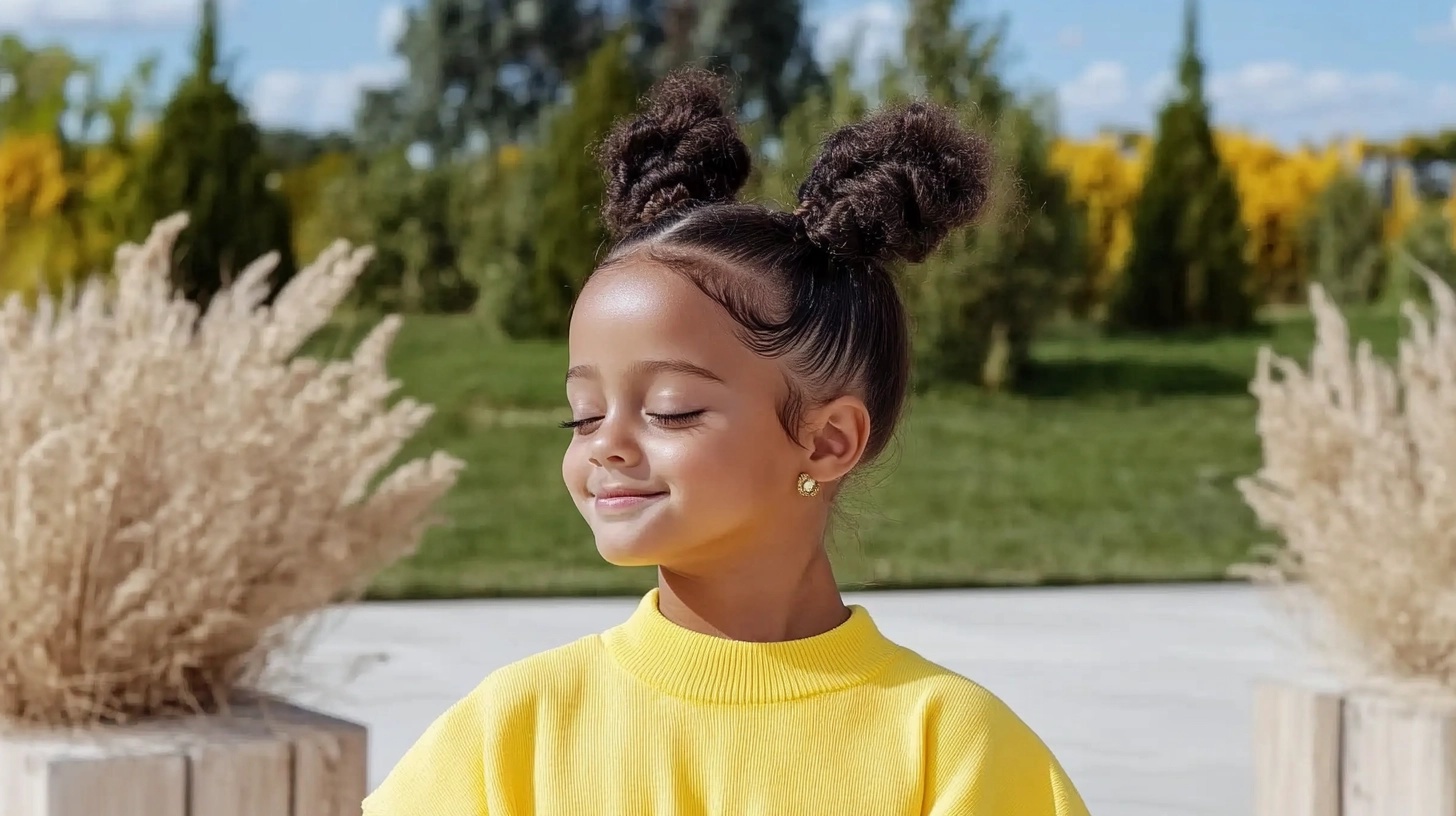 Child with feed-in braids