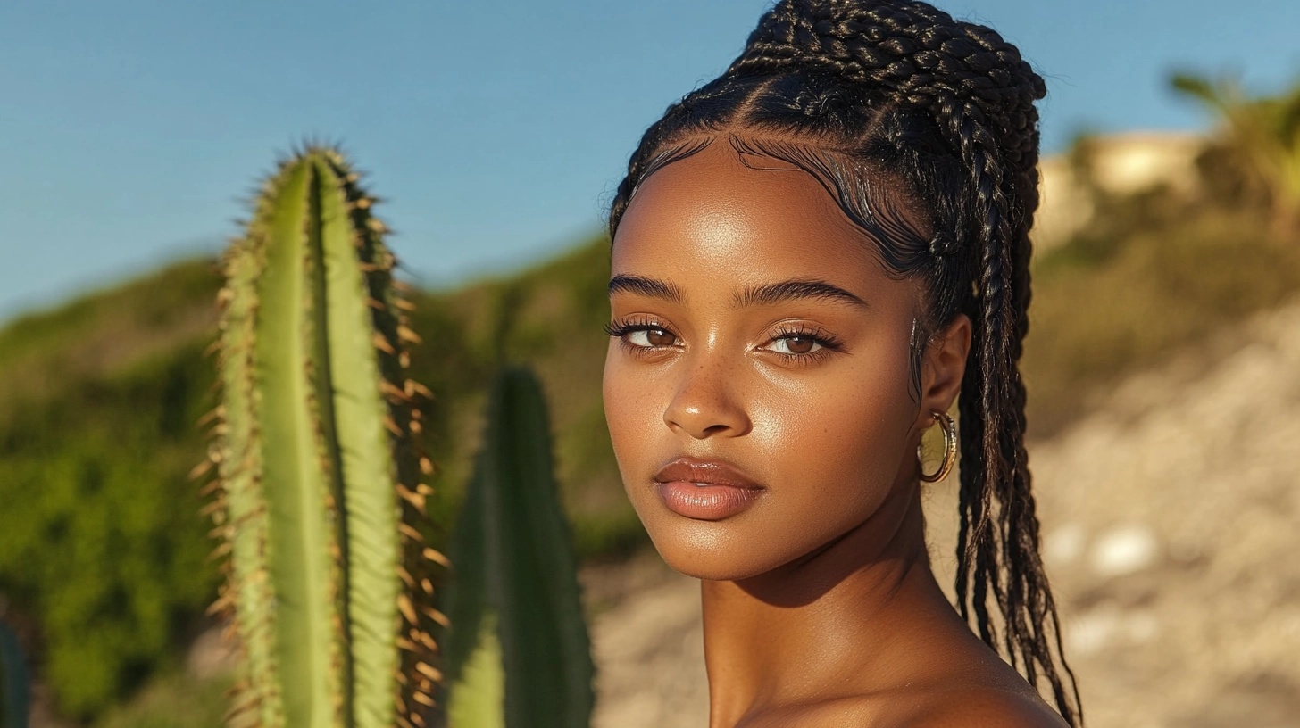 Woman with a halo braid