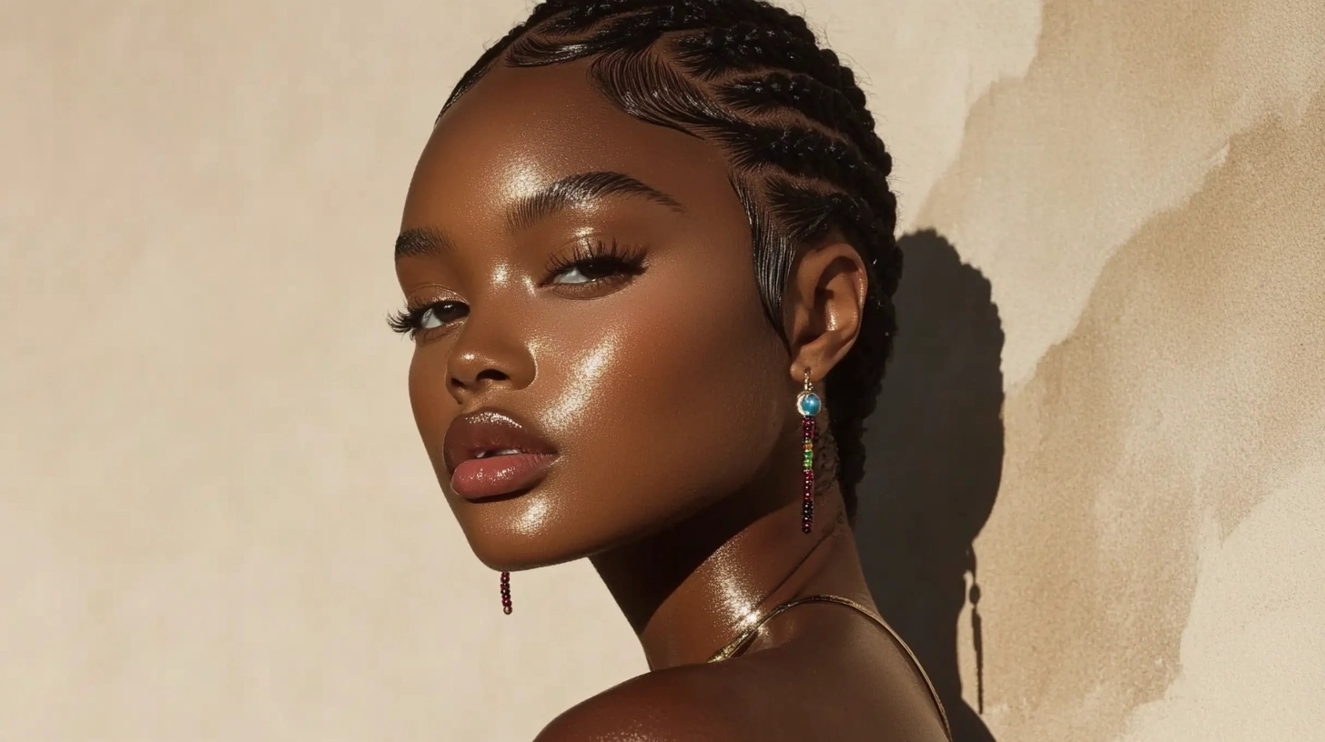 Woman with cornrows in a unique pattern