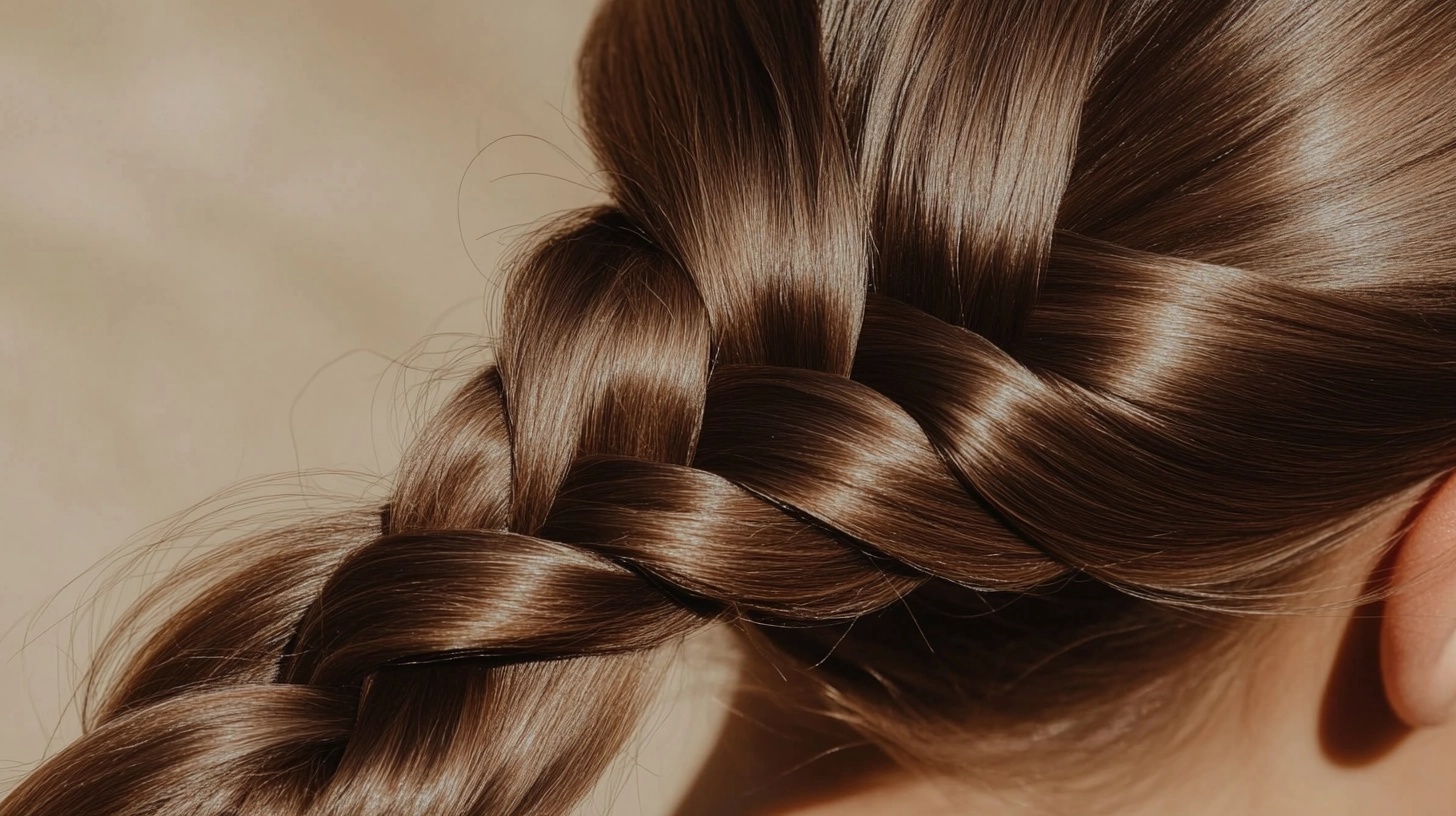 Close-up of detailed fishtail braid