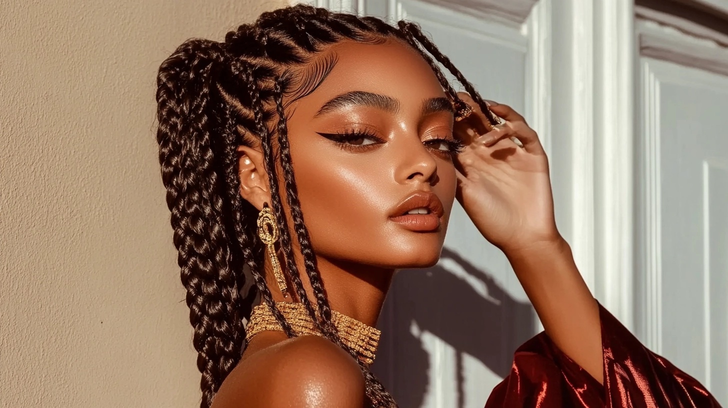 Woman showcasing Fulani Inspired braids