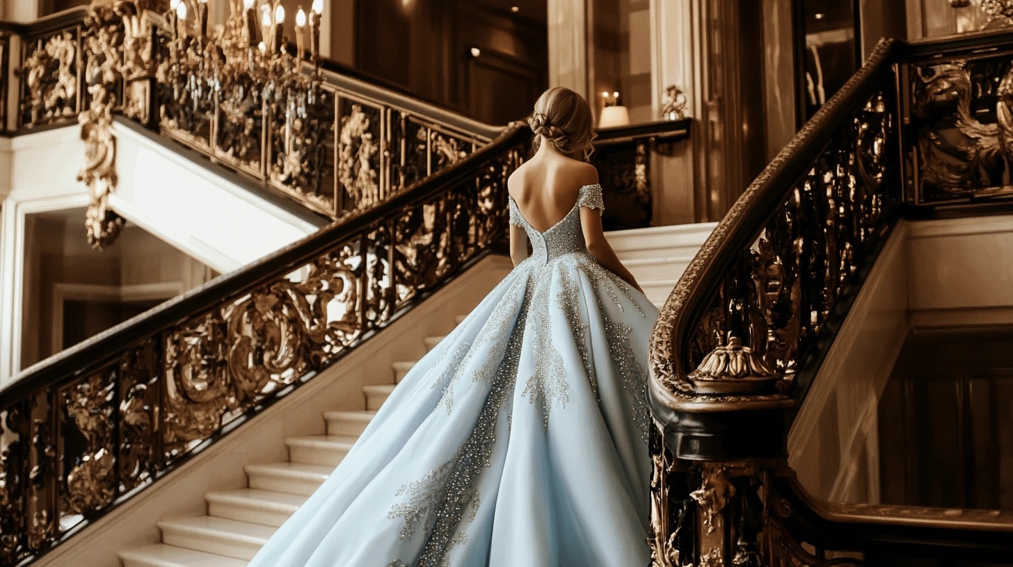 Bride-to-be in a Cinderella-inspired ballgown.